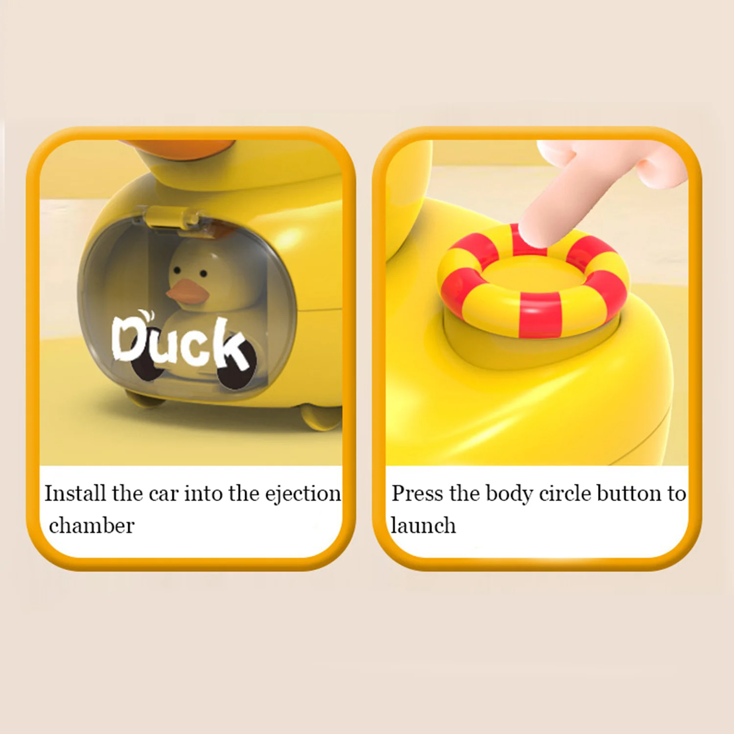 Children's ejection inertia toy car, Little Yellow Duck model ejection mother child car, puzzle parent-child interactive toy gif