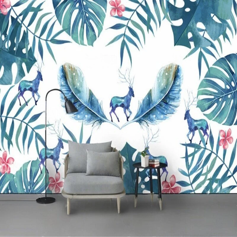 

Простой и элегантный, ручная роспись, свежие растения, телевизор, роскошное украшение для дома, спальня, диван, фон, стена, настенная роспись на заказ