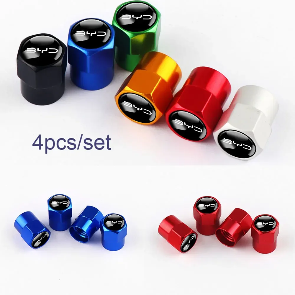 4Pcs Heavy Duty Metal Tyre Valve Caps For BYD Shark 6 Qin Plus Atto 3 Han Dolphin Yuan Plus Wheel Air Stem Cover