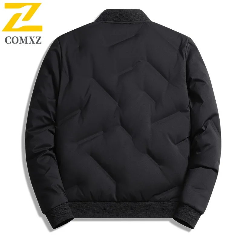 COMXZ 2025 Men Baseball Collar Cardigan Padded Jacket Winter Business Casual Thickened Warm Coat Fashion Best seller windbreaker