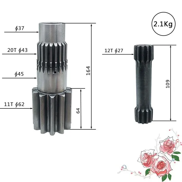 

Micro-digging Yanma 15/17/20 Kubota U15/17/20 Hitachi 17 excavator rotary vertical shaft link shaft, gear