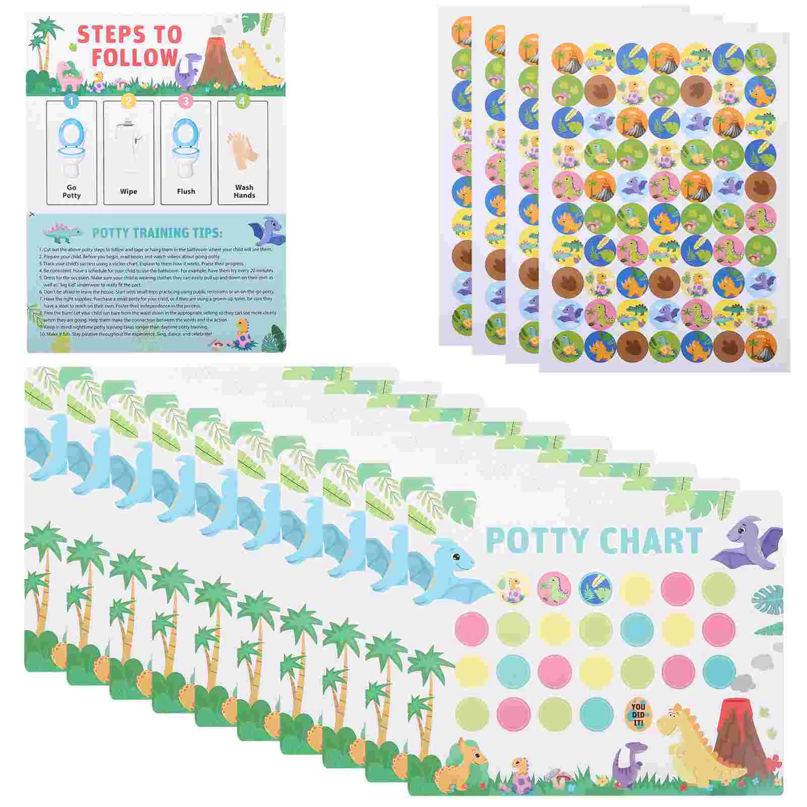 Reusable Potty Targets Award Chart Training Stickers for Kids Dinosaur Animal Toddlers Supplies Boys with Children