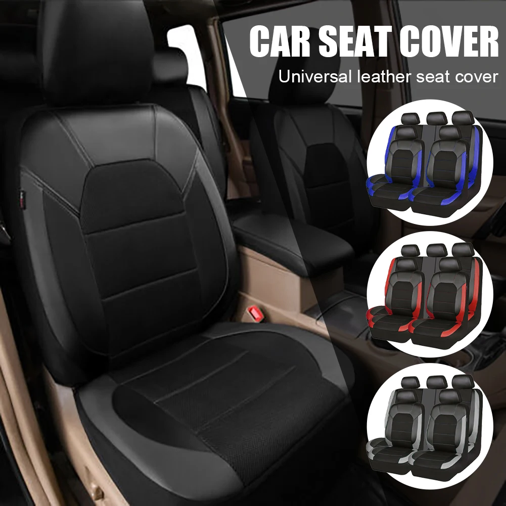 

4/9Pcs Universal Car Seat Covers PU Leather Full Set Seats Cover Front Rear Seat Cushion Protection Cover Car Accessories