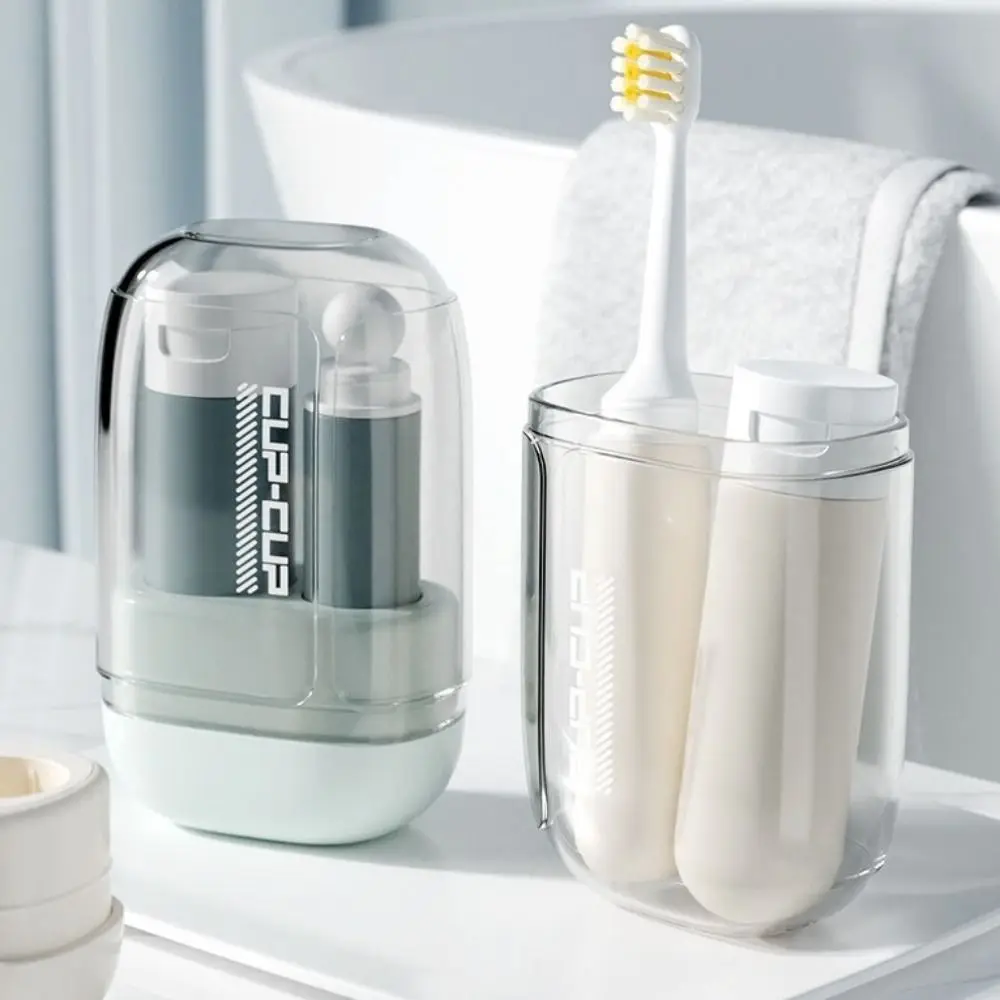 Durable Portable 3 in 1 Travel Toothbrush Set Plastic Space Saving Mouthwash Cup Folding Toothpaste Toothbrush Organizer Travel