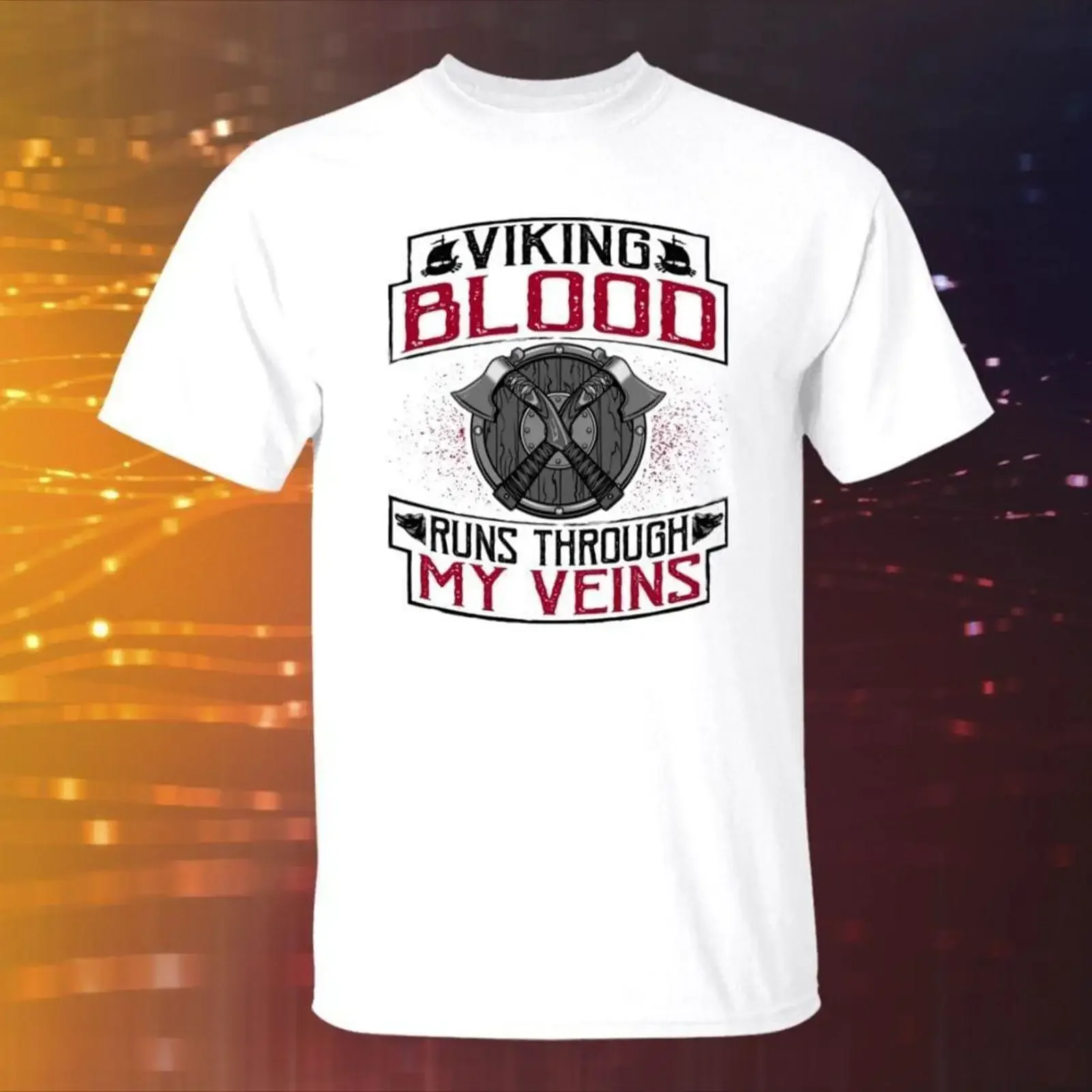 Viking Blood White T Shirt Norse Spirit vintage Washed fashion Breathable designer clothes Slightly streetwear Unisex Versatile