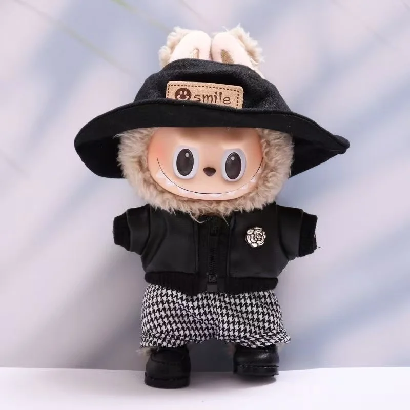 For 15 17cm Labubu Doll Clothes Plush Doll'S Clothes Cool And  Leather Clothing Labubu I II Idol Dolls Sitting Party Accessories