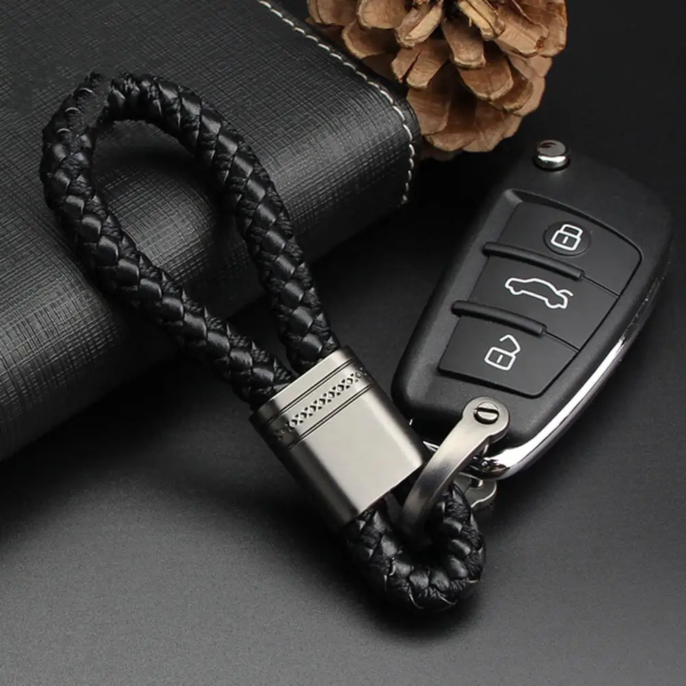 Tear-resistant Keychain Hand Woven Faux Leather Car Key Chain Stylish Auto Rope Charm Holder Unique Keychain Accessories for A