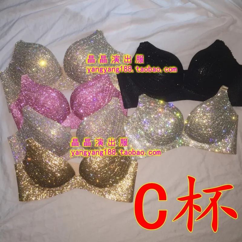 Ensemble de soutien-gorge de danse du ventre en diamant, Bikini personnalisé, sous-vêtements, pôle en acier, robe de spectacle sur scène, vêtements de danse exotiques