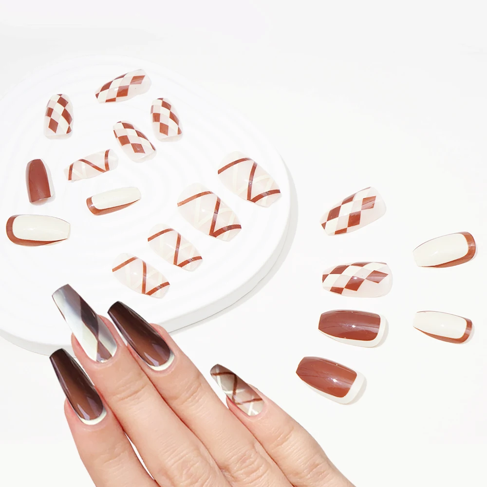 

24Pcs/Set French False Nail Wearable Fake Nails Full Cover Detachable Finished Fingernails Glue DIY Nail Art Tools