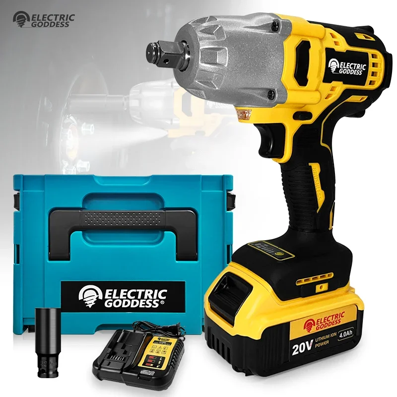 

EGOD Brushless Electric Impact Wrench High Torque Home Diy Power Tools Set Cordless Wrench Fit Dewalt 20V Battery