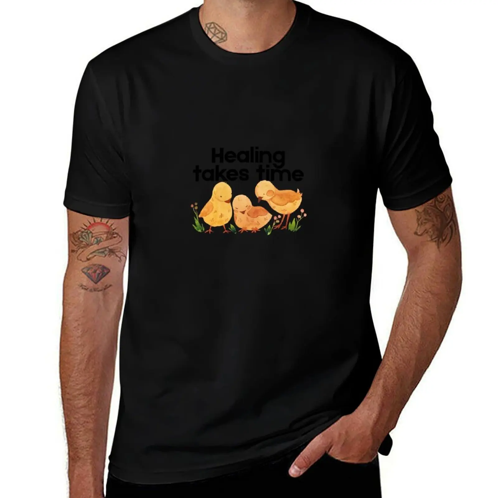 

Healing Takes Time – Gentle Baby Bird Sticker for Emotional Growth & Self-Compassion T-Shirt cute tops mens workout shirts