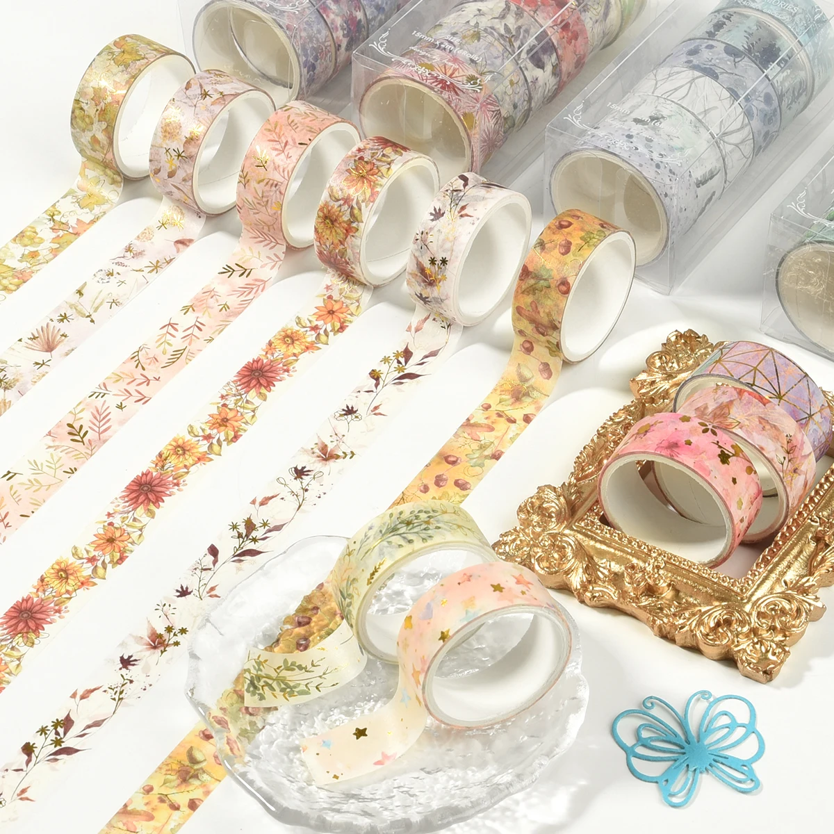 6rolls/Box Gold Foil Washi Tape Adhesive Paper Tape For Creative Journaling Scrapbooking Supplies Masking Tape Decorative Tape image 3