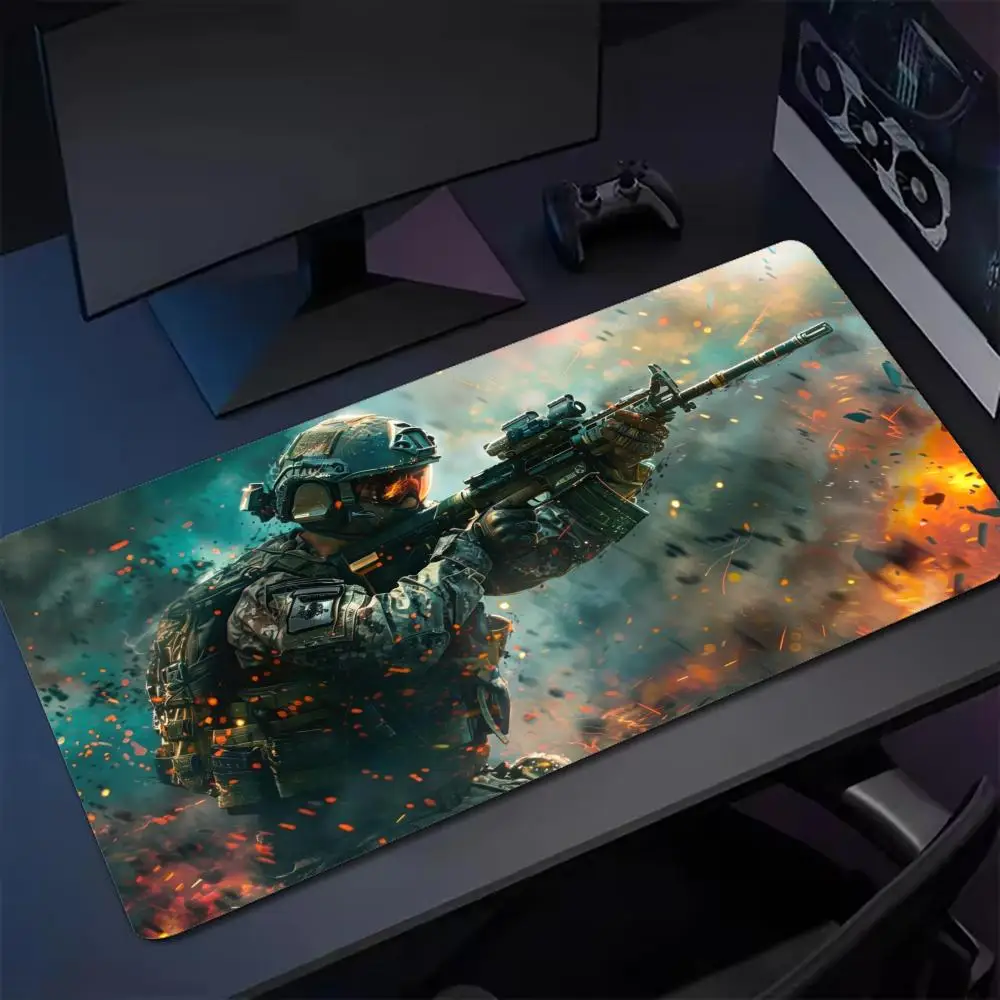 XXL Large Tactical Soldier Gaming Mouse Pad Non-Slip Rubber Base Desk Mat Overlock Edge Keyboard Pad for PC Gamer Office Work