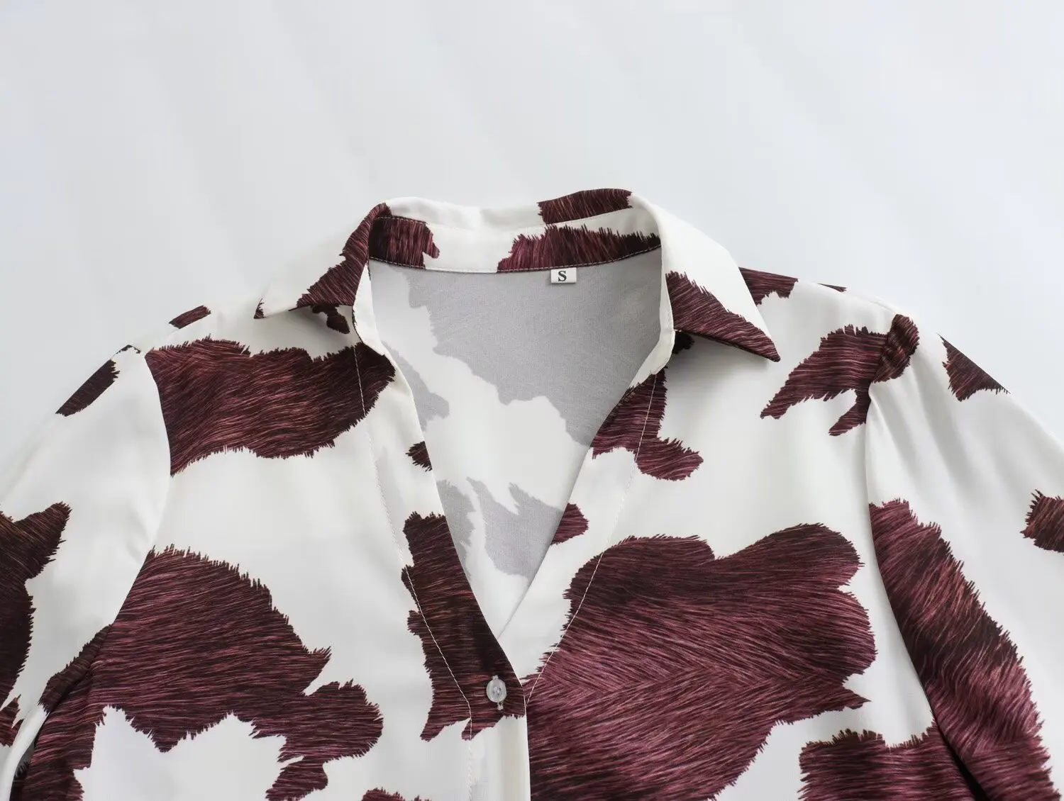 

ZBZA Spring New Women's Faion Design Sense Versatile Print Casual Long Sve irt Street Sle Polyester Fiber