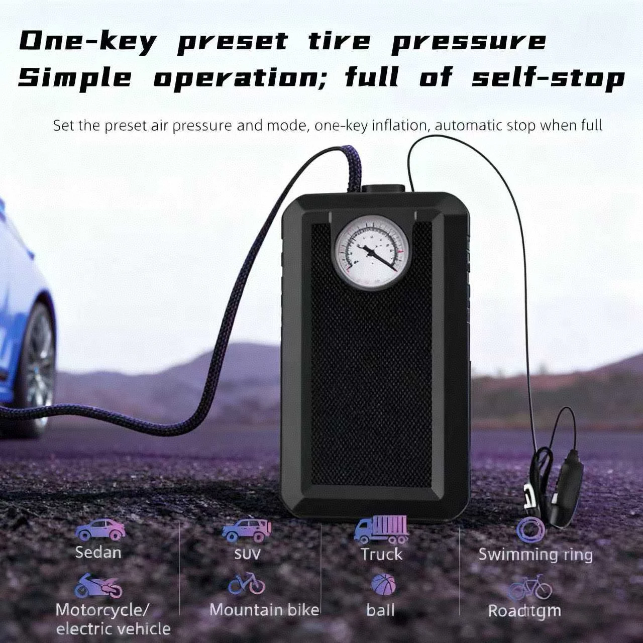 

Производительный автомобильный воздушный компрессор Monster, интеллектуальный цифровой дисплей, накачка шин, эффективное рассеивание тепла для автомобиля, велосипедного мяча
