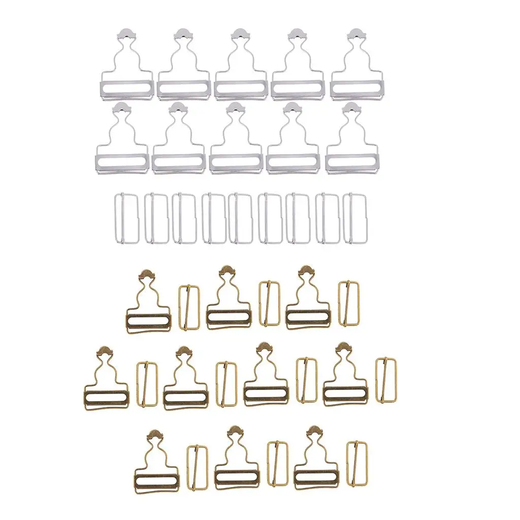 6 Sets Metal Dungaree Clips/Brace Buckles Fastenings for pants Silver/Bronze