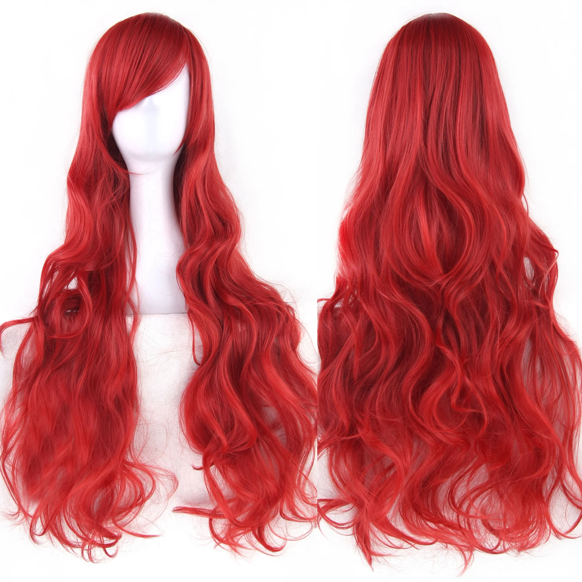Soowee lockiges langes Kunsthaar, grüne Perücke, Haarteil, rosa, schwarz, Party-Haar, Cosplay-Perücken für Frauen – Detail 3