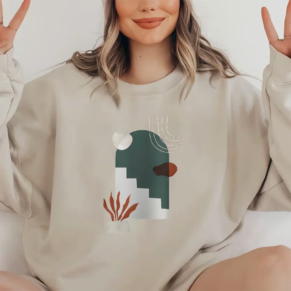 Sweatshirt Long Sleeves Stylish Pullover Y2K Graphic Hoodies Crew Neck Unisex Casual Daily Wear Minimalist  Stairs Abstract