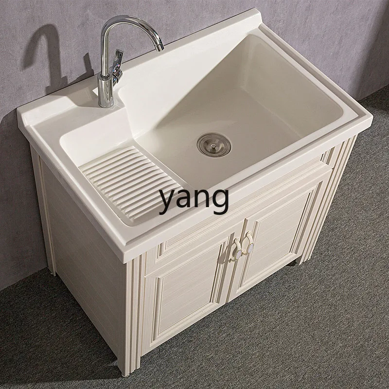 Yjq Aluminum Alloy Alumimum Wash Wardrobe Set Single Cabinet Sink Cabinet Laundry Inter-Platform Basin with Washboard