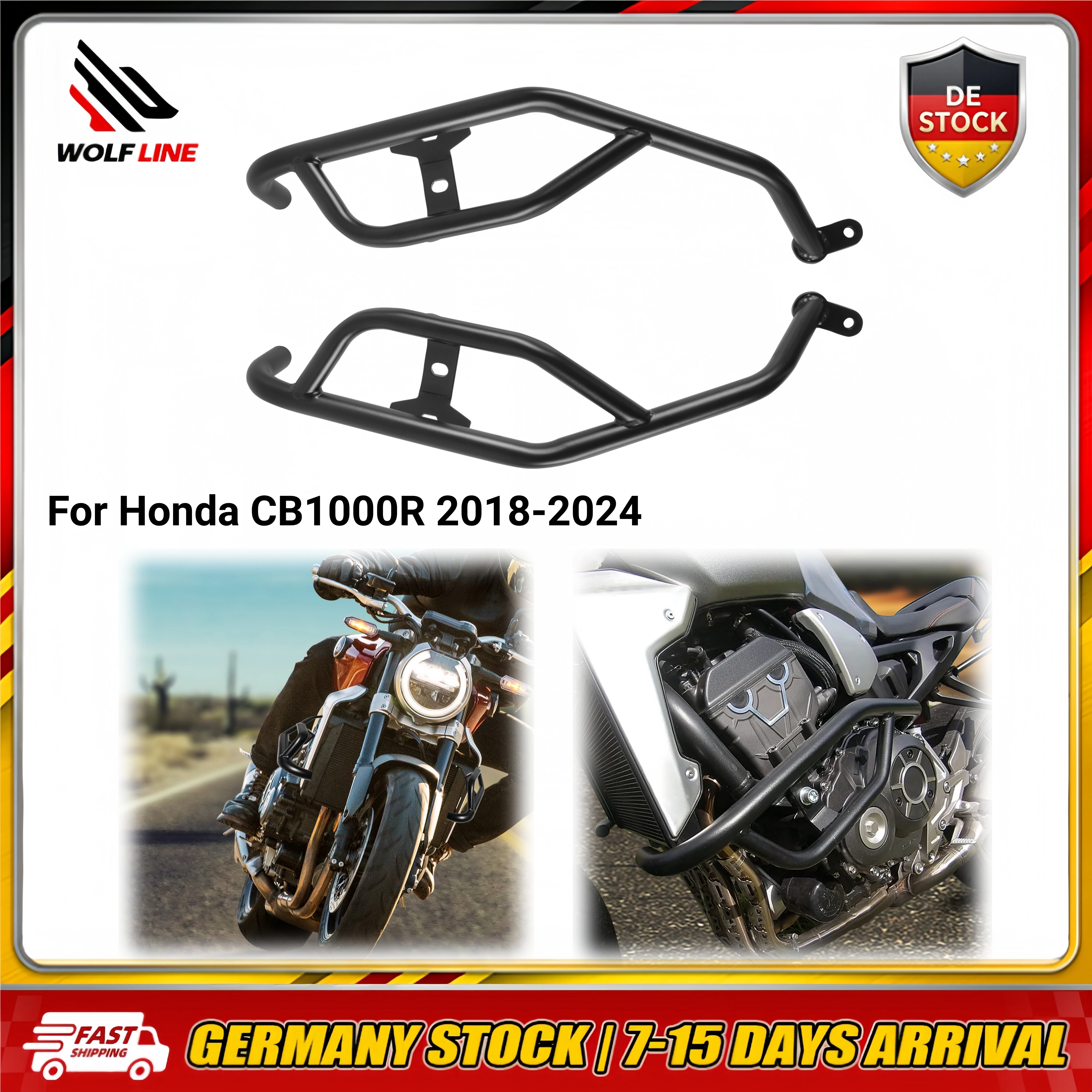 WOLFLINE Highway Sturzbügel für Honda CB1000R CB 1000R CB1000 R 2018-2024 Motorschutz Rahmenstoßstange Anti-Sturz-Schutzkäfig