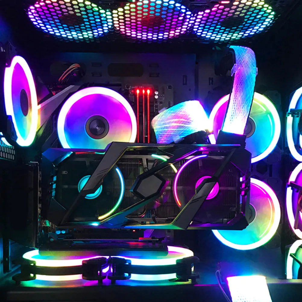 Rgb Extension Cable 5V 3-Pin Argb Connector Flexible Braided Mesh Design For Atx Motherboard Gpu Lighting Sync