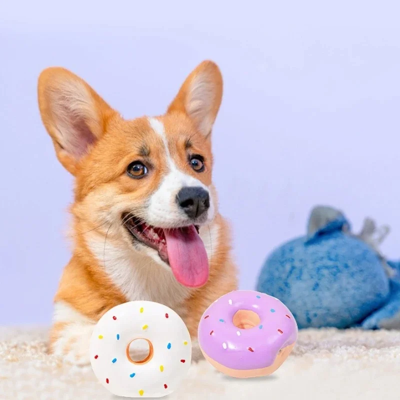 8PCS Dog Donut Squeaky Chew Toys Set Durable Puppy Teething Toys for Small Dogs Interactive Pet Toys