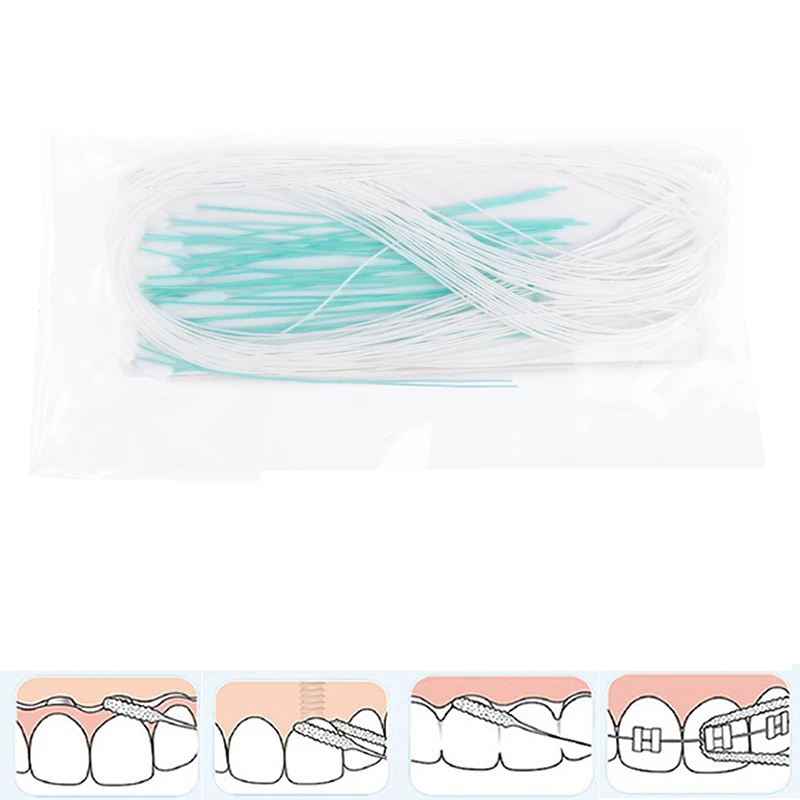 50pcs Toothpick Tool Floss Threaders Tooth Floss Holders Between Orthodontic Braces Bridge Hilo Dental Oral Clean