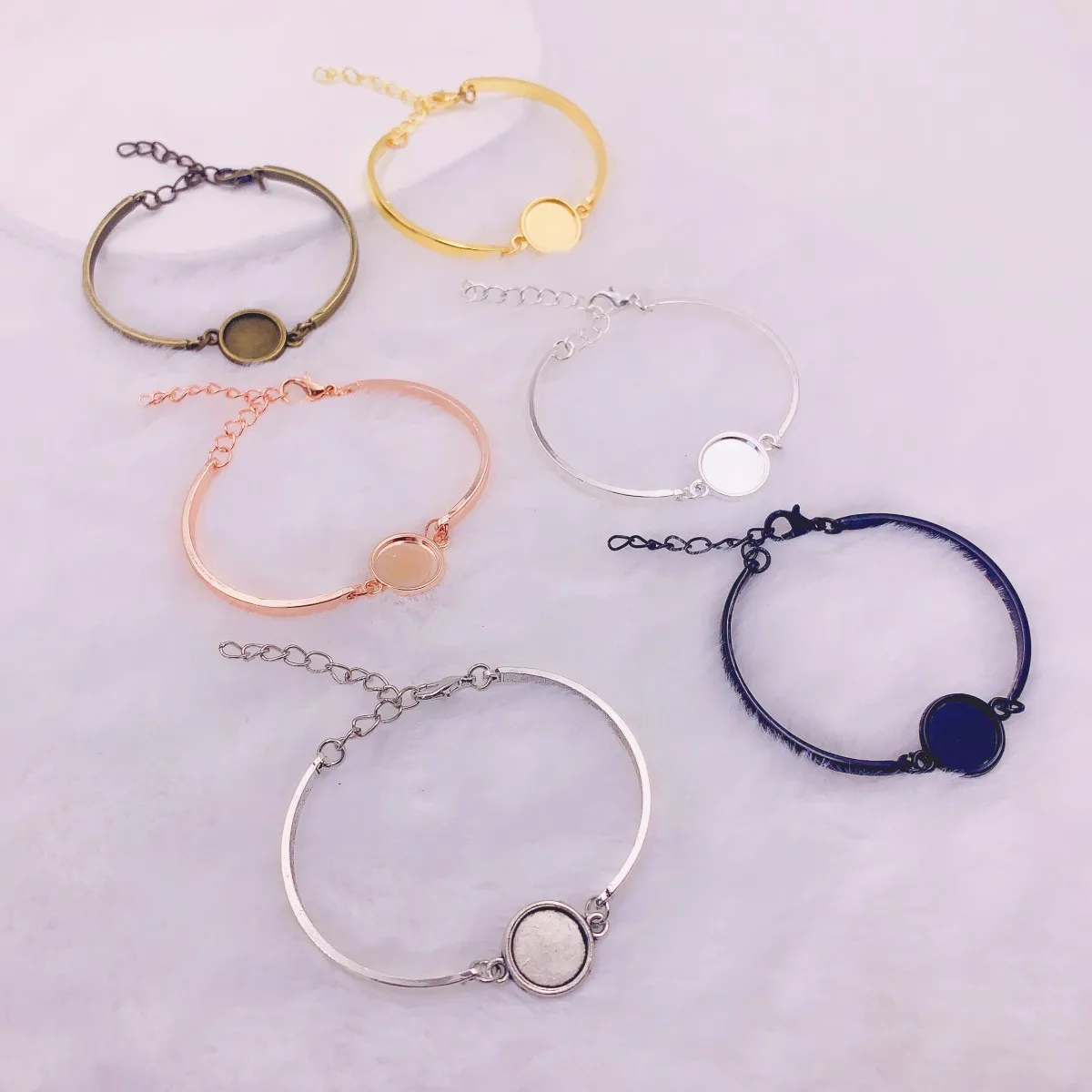 

Onebeading Fit 12mm Round Cabochons Bracelet Base Chain Blank Tray DIY Making Accessories 2 Strands K06341