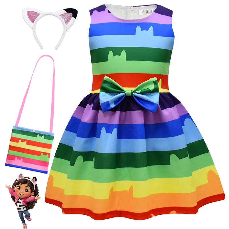

Gabby's Dollhouse Cartoon Kids Clothes Summer Fashion Gabby Cats Girls Princess Dresses For Halloween Party Birthday Costume