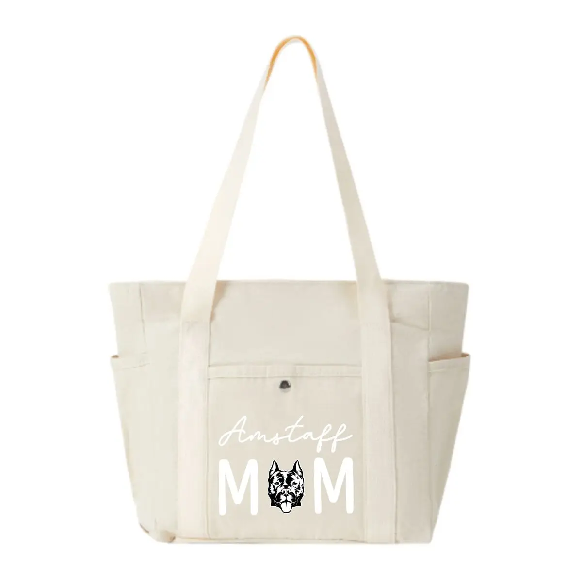 

Amstaff Mom Pet - Themed Love Text Canvas Women's Shoulder Bag Large Capacity Multiple Outer Pocket