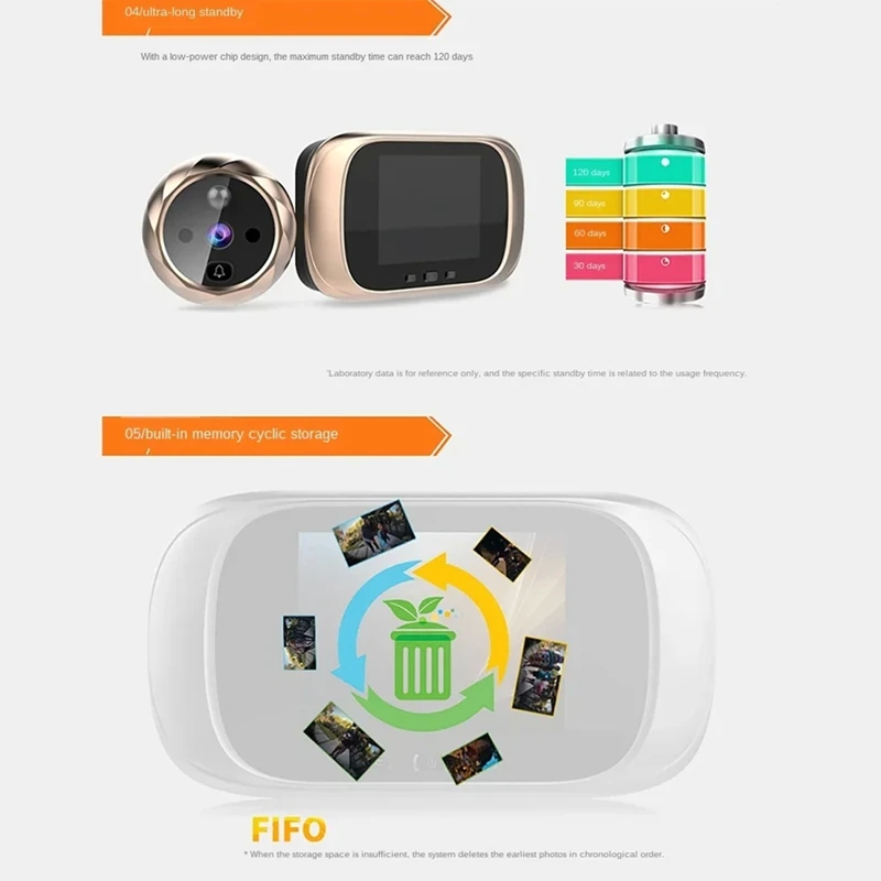 Hot TTKK Digital LCD 2.8Inch Video Doorbell Peephole Viewer Door Eye Monitoring Camera 90 Degree Doorbell Motion Detection Eye