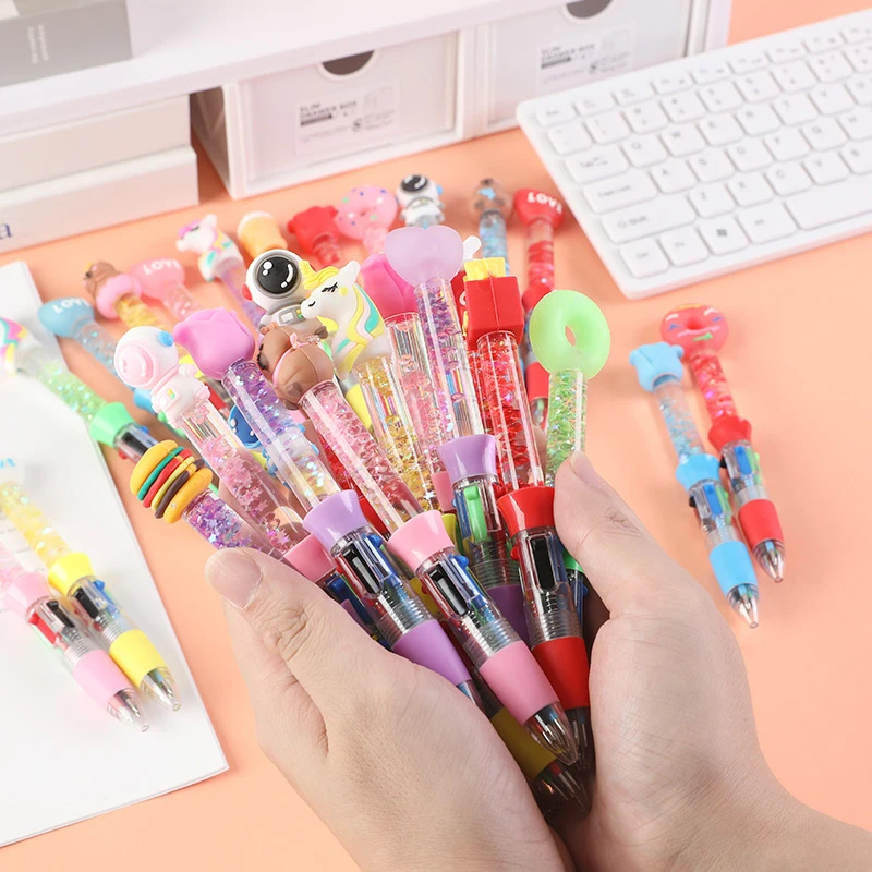2 ชิ้น Creative Quicksand Mini ปากกาลูกลื่นการ์ตูนกด Neutral ปากกาอุปกรณ์สํานักงานโรงเรียนเครื่องเขียนนักเรียนของขวัญ
