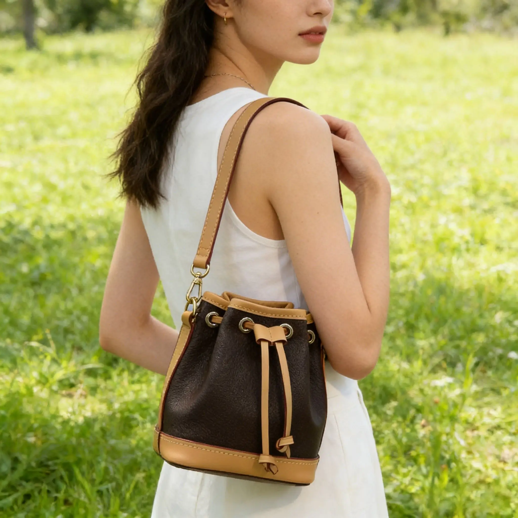 

Design bag Trendy Versatile Women's Leather Bucket Bag Retro Fashion Single Shoulder Crossbody Bag