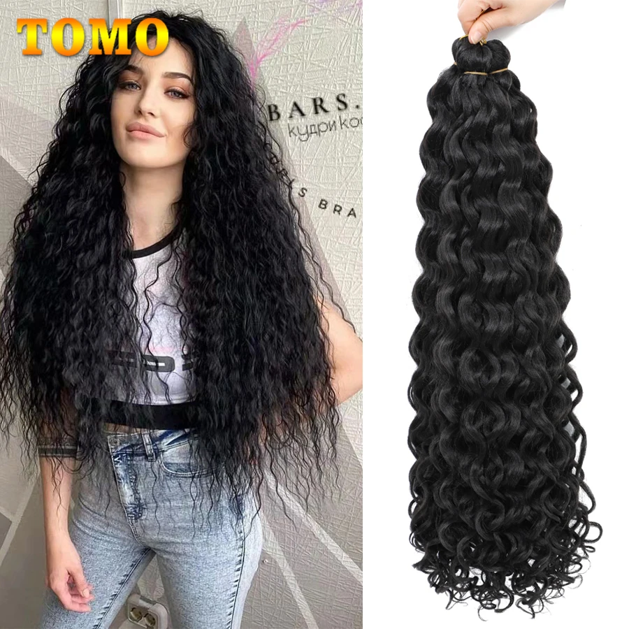 

TOMO Ocean Wave Crochet Hair Natural Black Deep Wave Synthetic Braids Ombre Hawaii Afo Curls Water Wave Braids Hair 18 24 Inch