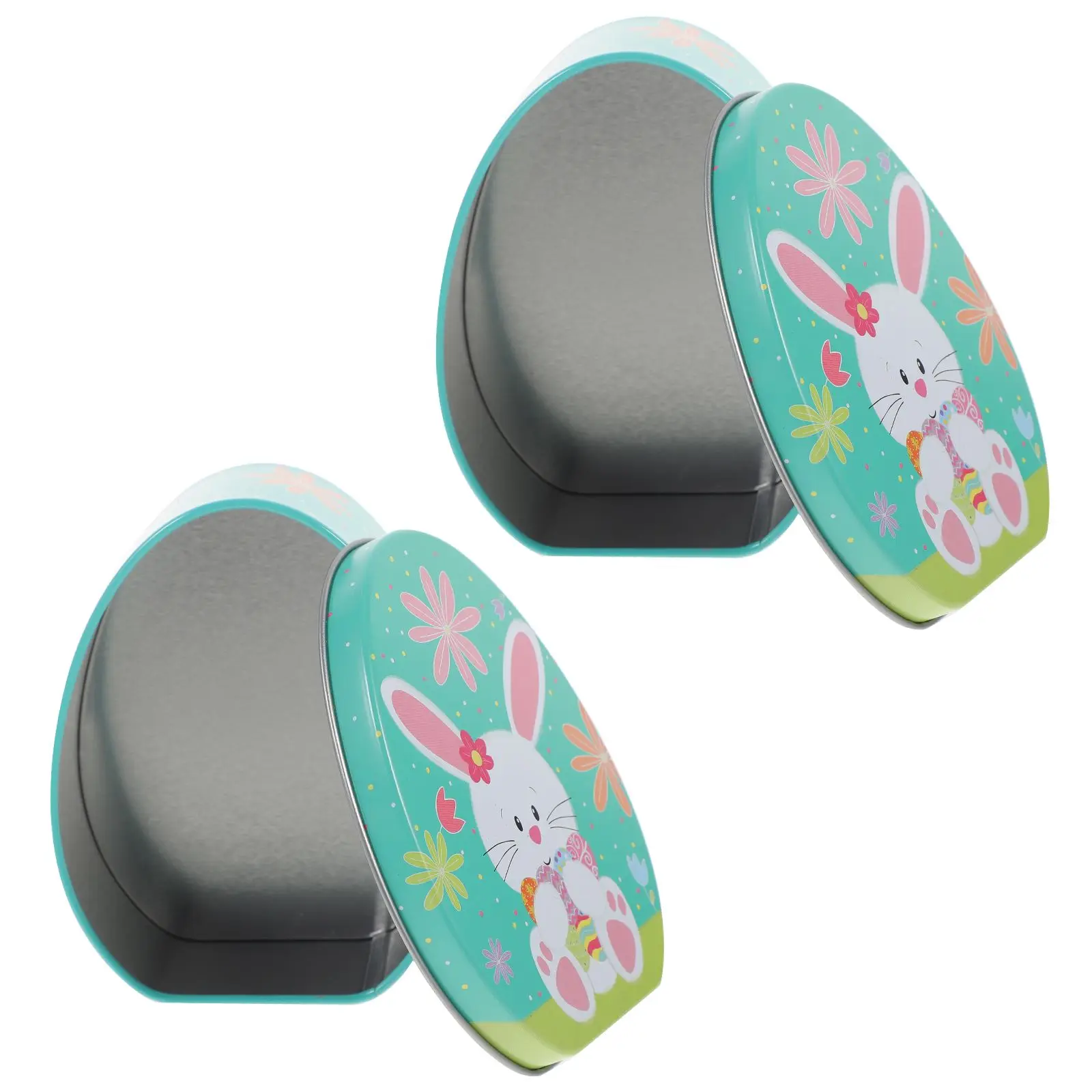2Pcs Easter Box Iron Gift Packaging Flat Treat Container Storage Case Cookie Box Sweets Candy Container Holder