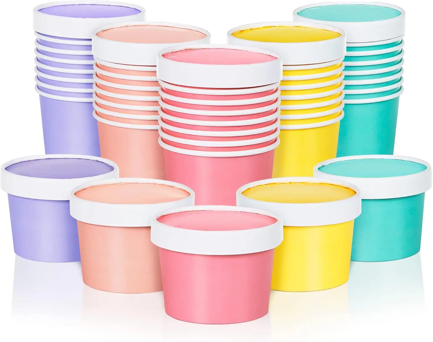 

Paper Ice Cream Cups with Lids, 40-Pack 9-Oz Soup Cups with Lids, Disposable Ice Cream Containers, 9-Ounce, 5 Pastel