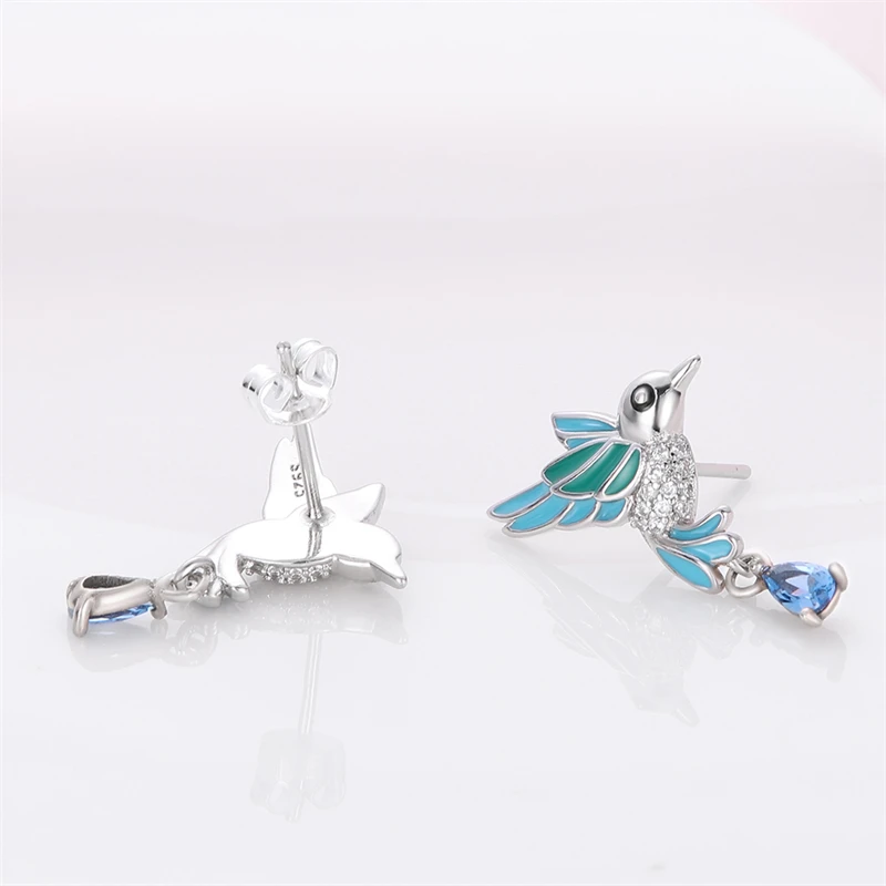 925 Silver Earrings For Women 925 Silver Color Butterfly Dragonfly Flower Heart Shaped Ear Studs Fine Jewelry Couple