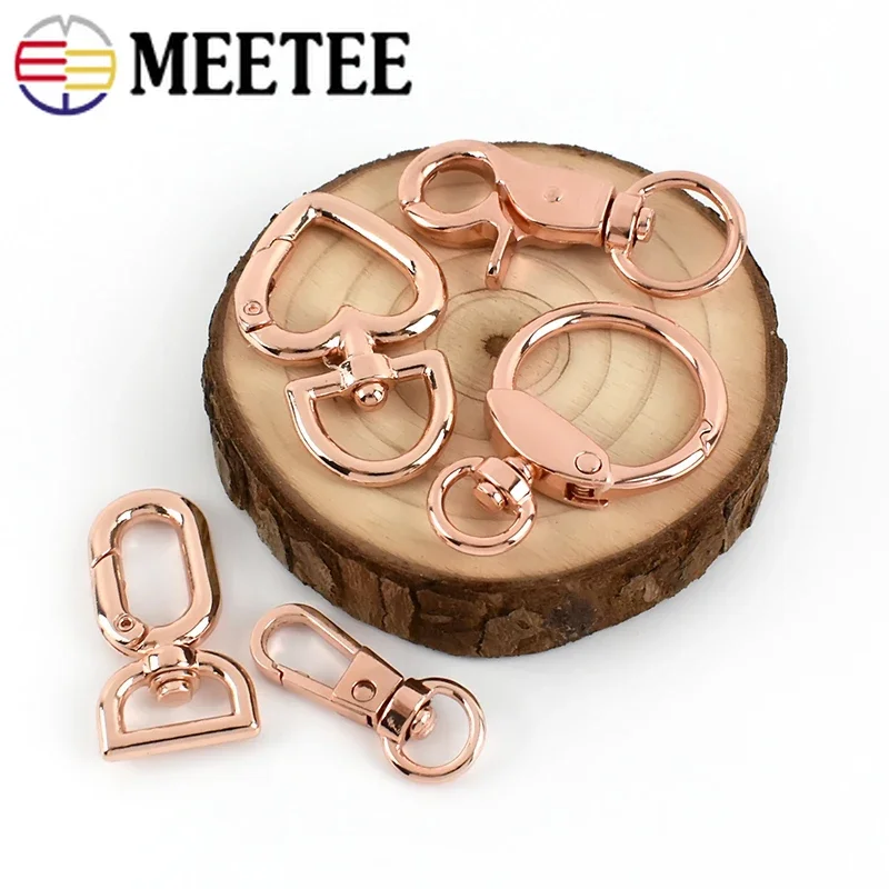 Meetee 10pcs Rose Gold Keychain Hook Metal Lobster Clasp Chain Strap Hang Buckle DIY Key Pendant Clip Hardware Accessories image 6