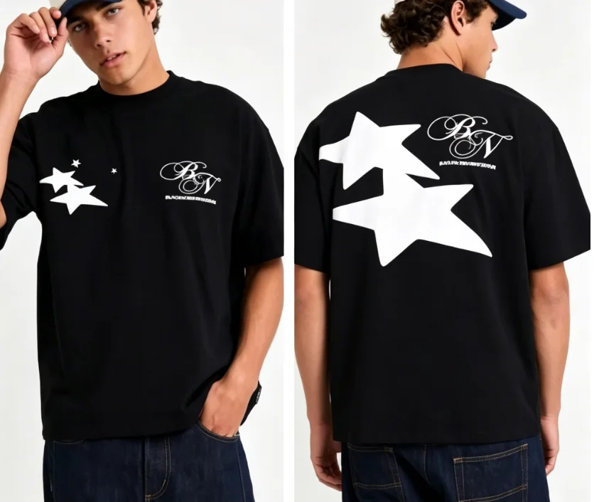 2026 Round-neck T-shirt with handwritten lettering print pattern suitable for both men and women, made of cotton, short-sleeved