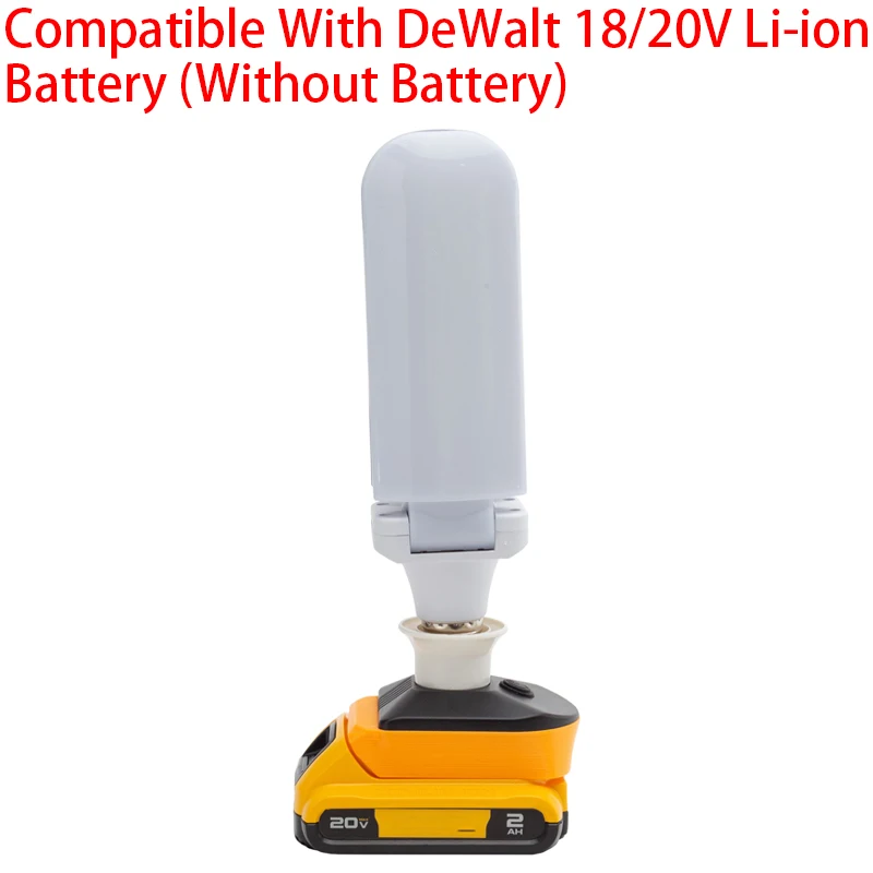 Luz de trabajo LED de hoja de ventilador inalámbrica plegable para DeWalt, batería de iones de litio de 18/20V, lámpara portátil de día para