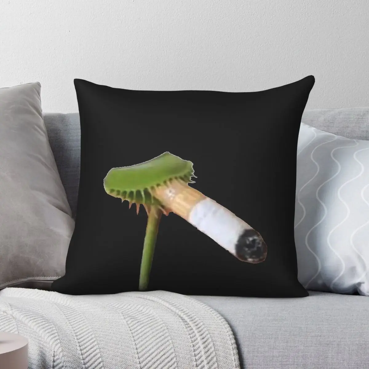 Venus Flytrap Smoking Cigarette Square Pillowcase Polyester Linen Velvet Printed Zip Decor Throw Pillow Case Home 45x45
