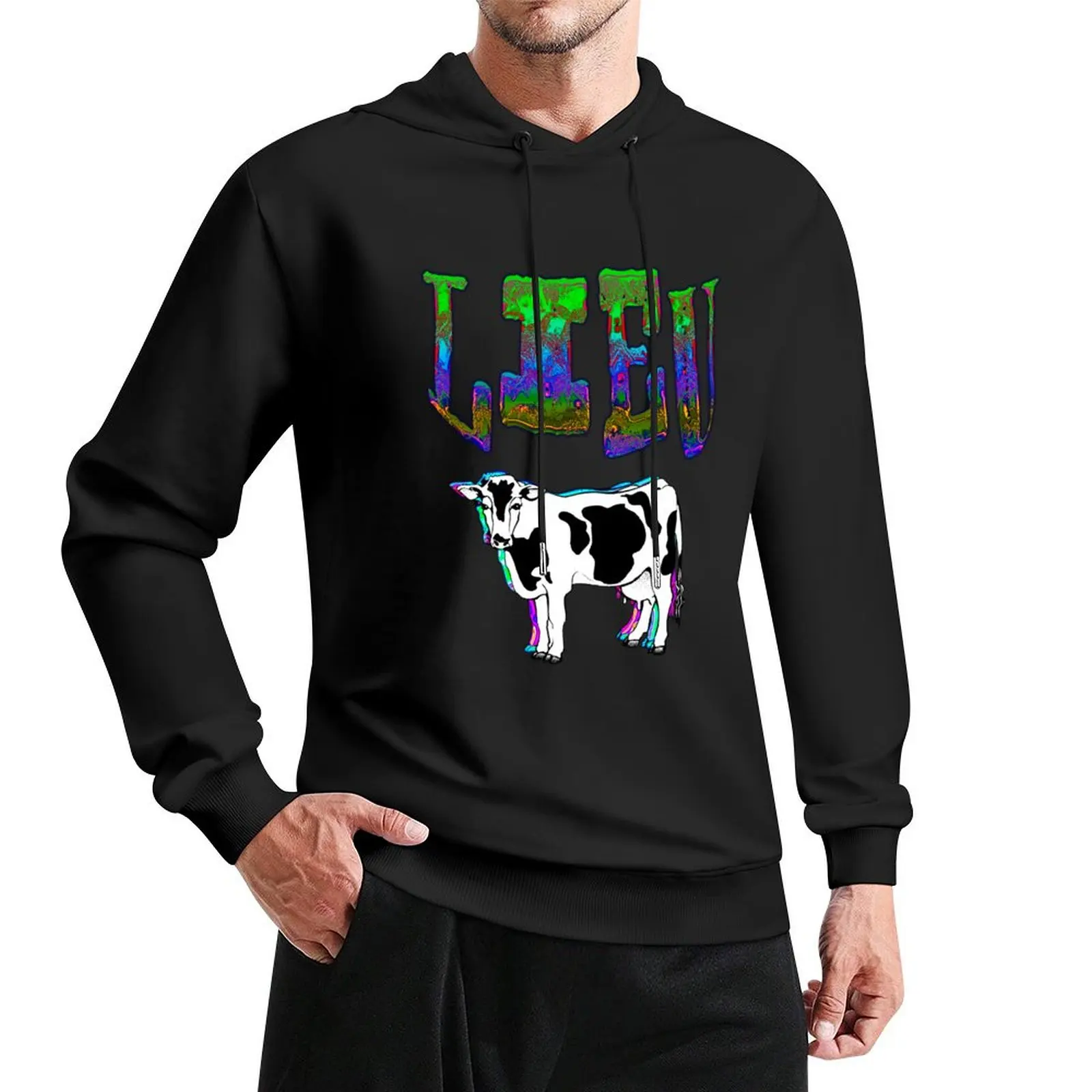 Veeu-Pull à capuche Glitchcore Cow pour hommes, vêtements de créateurs, manteau pour hommes, chemise à capuche