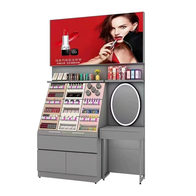Light Emitting Diode Makeup Shop Mirror Drawer Display Stand