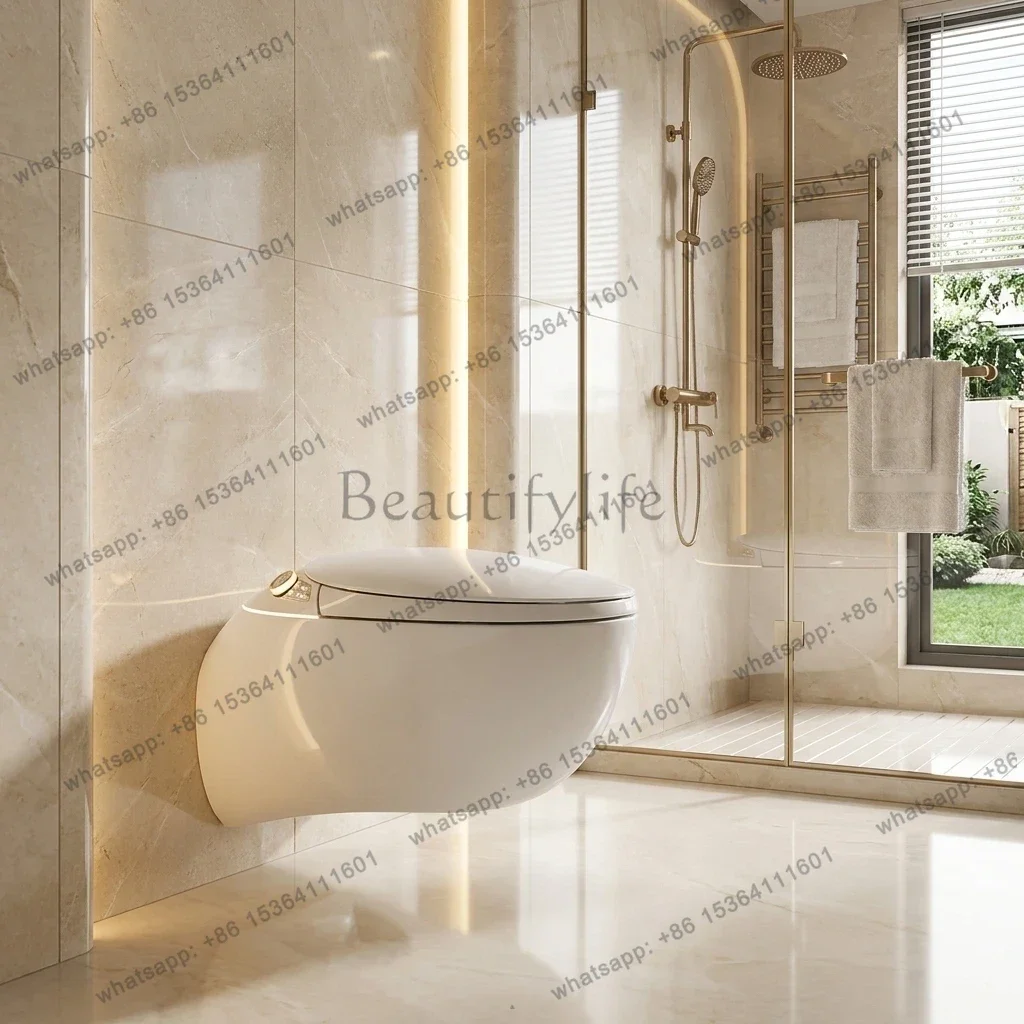 Automatic Electric Smart Toilet Intelligent Ceramic Egg-shaped Wall-mounted Hanging Modern Bathroom Design Smart Flush