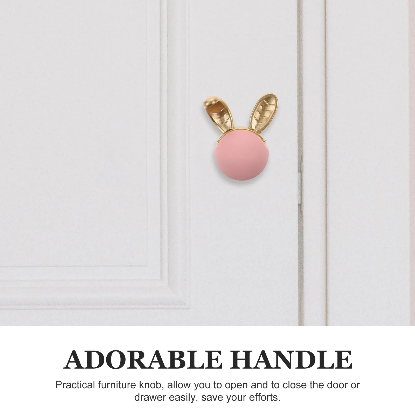 

2Pcs Rabbit Head Cabinet Drawer Knobs Adorable Ceramic Zinc Alloy Handles for Dresser Wardrobe Cupboard Furniture