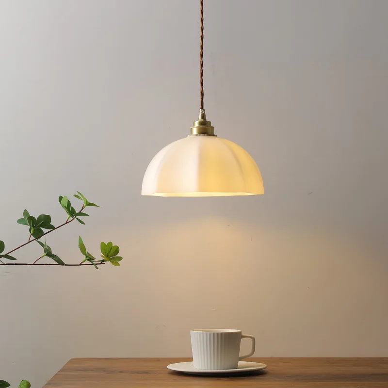 Japanese Wabi Sabi Style Glass Pendant Lights Brass Designer Homestay Restaurant Showcase Bedroom Study Decoration Chandeliers