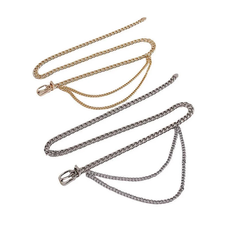 ECR Patchwork Metal Chain Cummerbunds For Women Cut Out Belt Adjustable Casual Belt Spring Korean Female Fashion Simple Style