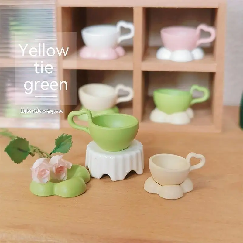 French Mini Coffee Cup And Saucer Kit For Dollhouse Afternoon Tea Scene Decoration 1:12 Scale Miniature Doll Accessories Set