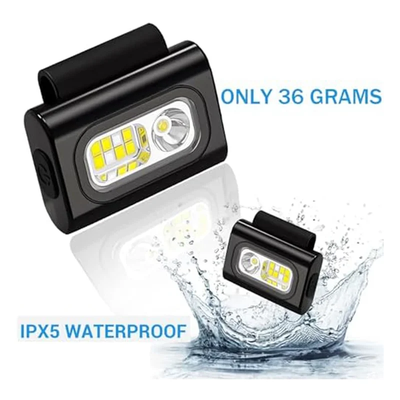 ABSS-Pack Of 2 Running Light Jogging, Headlight Jogging, Strong Magnetic LED Clip Lamp,1200 Lumens Chest Lamp, For Camping Durab