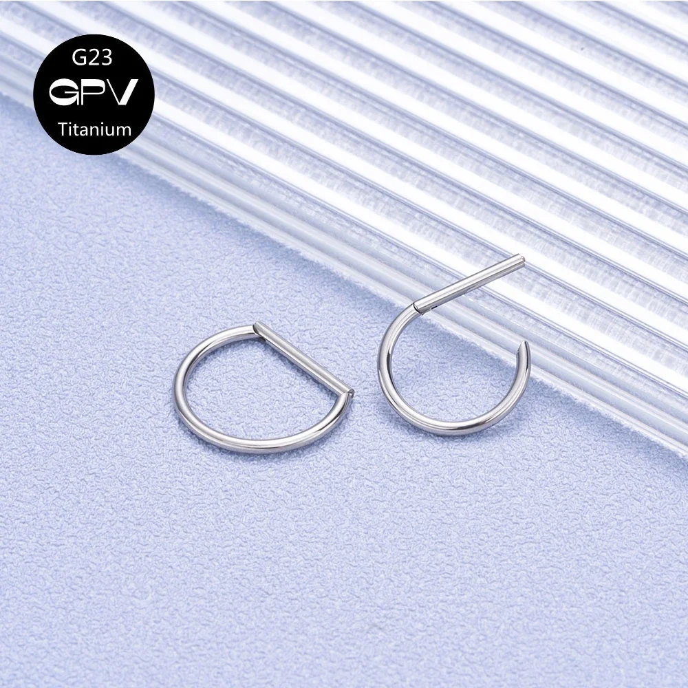 10PCS Titanium G23 Letter D nose Ring 16G Seamless Opening Ring Perforated Jewelry Men\'s And Women\'s Punk Highlighting Earrings